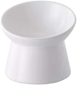 White Small Ceramic Raised Cat Bowls, Tilted Elevated Food Or Water Bowls, Stress Free, Backflow Prevention, Dishwasher And Microwave Safe, Lead & Cadmium Free -Pet Products Shop 21So8IOxfYL. AC