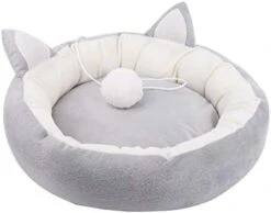 JENPECH Cute Cat Bed - Cat Ear Design - Non-Slip Bottom Comfortable Fabric Pet Sleeping Cushion For Cat - Comfortable Cat Bed For Indoor Cats -Pet Products Shop 3109NSZcPQL. AC