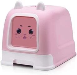 YangYan Cat Litter Plastic Box Cute Pink Closed Training Shorthair Cat Litter Shovel Pet Wc Accessories Large (Color : B) -Pet Products Shop 3172jWBzeZL. AC
