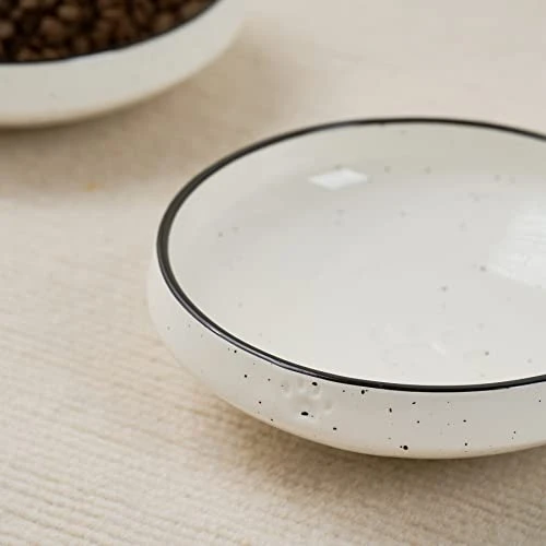 MIKIGEY Ceramic Cat Food Water Bowl Set, 6.3 Inches Wide Shallow Cat Dish, Whisker-Friendly Pet Cat Bowl, Basic Cat Bowl, Black And White Pet Bowl, Pack Of 2 5 MIKIGEY Ceramic Cat Food Water Bowl Set, 6.3 Inches Wide Shallow Cat Dish, Whisker-Friendly Pet Cat Bowl, Basic Cat Bowl, Black And White Pet Bowl, Pack Of 2 - Image 3