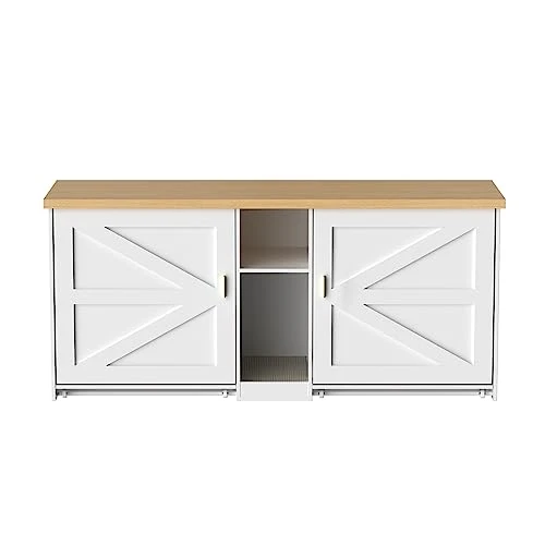 WJFORLION Cat Litter Box Enclosure, Cat Box Furniture Hidden - Hidden Cat Litter Box Furniture For 2 Cats, Large Wood Cat Litter Box Furniture For Living Room, White 8 WJFORLION Cat Litter Box Enclosure, Cat Box Furniture Hidden - Hidden Cat Litter Box Furniture For 2 Cats, Large Wood Cat Litter Box Furniture For Living Room, White - Image 6