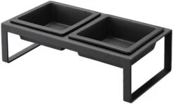 Yamazaki Home Tower Steel And Ceramic Pet Food Stand | 2 Bowls For Food And Water | Feeder For Small Cats And Dogs | Non-Slip - Tall - 1.25 Cups, 300 Milliliters Per Bowl -Pet Products Shop 31MPcyZ3NLL. AC