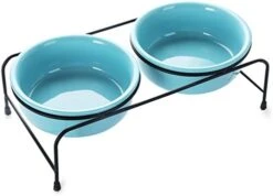 GDCZ Porcelain Raised Cat Or Small Dog Bowls With Heighten Metal Stand And Non-Slip Bottom For Pet Food And Water Dishes, 15 Ounces (Grey) -Pet Products Shop 31N3tQ8SqZL. AC