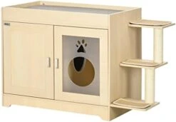 ACQUIRE 3 In 1 Litter Box Enclosure Hidden Kitty House Cat Tree, Cat Washroom Storage Bench With Double Doors, Multiple Layers -Pet Products Shop 31fyWE40WL. AC