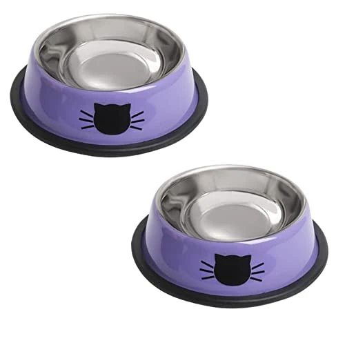 Cat Bowls For Food And Water, 2PCS Rapsrk Non-Slip Stainless Steel Small Cat Food Bowls 8 Oz Pet Bowl With Removable Rubber Base Cat Dog Bowl,Stackable Cat Puppy Dishes Cat Bowls With Cute Cat Painted 3 Cat Bowls For Food And Water, 2PCS Rapsrk Non-Slip Stainless Steel Small Cat Food Bowls 8 Oz Pet Bowl With Removable Rubber Base Cat Dog Bowl,Stackable Cat Puppy Dishes Cat Bowls With Cute Cat Painted