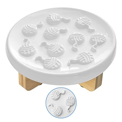 Raised Cat Dog Slow Feeder Bowl With Stand, Cat Bowls For Slow Eating, Ceramic Elevated Slow Feed Cat Bowls, Pet Bowl For Cat And Dog, Cat Puzzle Feeder For Healthy Eating Diet, 3'' High, 8.5'' Wide 3 Raised Cat Dog Slow Feeder Bowl With Stand, Cat Bowls For Slow Eating, Ceramic Elevated Slow Feed Cat Bowls, Pet Bowl For Cat And Dog, Cat Puzzle Feeder For Healthy Eating Diet, 3'' High, 8.5'' Wide