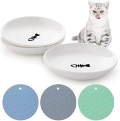 Dorakitten Ceramic Cat Food Plates: Cat Wet Food Bowls Cat Feeding Wide Bowls To Stress Relief Of Whisker Fatigue Cat Dishes, Shallow Bowls For Kittens And Small Animals With Non-Slip Mat2 19 Dorakitten Ceramic Cat Food Plates: Cat Wet Food Bowls Cat Feeding Wide Bowls To Stress Relief Of Whisker Fatigue Cat Dishes, Shallow Bowls For Kittens And Small Animals With Non-Slip Mat2 -Pet Products Shop 31urAsGvAkL. AC