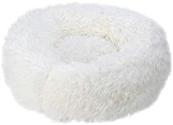 YangYan Super Soft Pet Bed Kennel Dog Round Cat Winter Warm Sleeping Bag Long Plush Puppy Cushion Mat Portable Cat Supplies 46/50/60cm (Color : White Brown, Size : 35cm) -Pet Products Shop 31yTrdRYr3L. AC