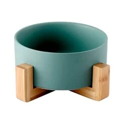 FOTABPYTI Ceramic Pet Bowl, Dog Cat Litter Box Stable Multifunctional Large Capacity Easy To Clean With Wooden Stand For Pet Cats For Home -Pet Products Shop 31yz20YIwtL