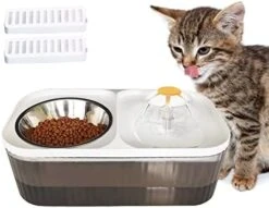 Suertree Cat Fountain Water Bowl Stainless Steel, 101oz/3L Automatic Pet Water Fountain, Dog Water Dispenser Cat Feeding Watering Supplies With 2 Filters For Cats, Dogs, Pets Blue -Pet Products Shop 41 8gHDe7ML. AC
