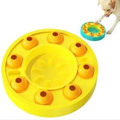 GENERIC Dog Cat Puzzle Toys, Cat Kitten Brain Toys Mentally Stimulation Toys Puzzle Feeder, Interactive Dog Cat Toys, Treat Dispenser Chew Toy Games, Dispensing Bowl Gifts For Puppy (Green And Yellow) -Pet Products Shop 41 KvOQNZML. AC