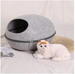 YangYan Pet Cat Bed Cave Sleeping House Nest Kennel Felt Cloth Zipper Pet Cat Basket Egg Shape Pet Bed Mat Cushion For Cats Small Dogs (Color : H, Size : 47x28x25cm) -Pet Products Shop 41 eaWts6eL. AC