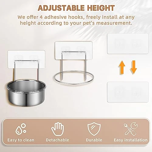 OFFKITSLY Elevated Cat Bowls, Raised Cat Food And Water Bowls No Spill, Wall Mounted Cat Food Dish Stainless Steel Elevated Pet Bowls Feeder For Cats And Small Dogs 6 OFFKITSLY Elevated Cat Bowls, Raised Cat Food And Water Bowls No Spill, Wall Mounted Cat Food Dish Stainless Steel Elevated Pet Bowls Feeder For Cats And Small Dogs - Image 5