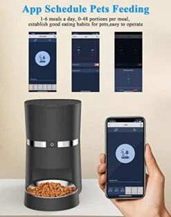 WellToBe Automatic Cat Feeder WiFi Enabled 2.4G Smart Pet Feeder For Cats And Dogs Food Dispenser With Desiccant Bag, Portion Control, Distribution Alarms, Voice Recorder And Low Food Sensor Black -Pet Products Shop 4110qfBaiUL