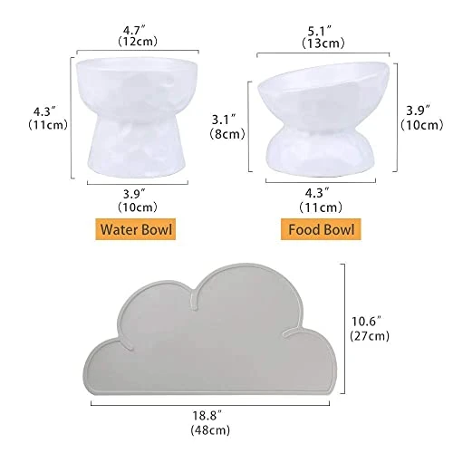 White Ceramic Cat Food And Water Bowl Set ,Cat Food Dish With Stand,Elevated Cat Bowls ,Raised Cat Food Bowls Anti Vomiting,Pet Bowl With Anti Slip Mat,Stress Free For Cats And Small Dogs 3 White Ceramic Cat Food And Water Bowl Set ,Cat Food Dish With Stand,Elevated Cat Bowls ,Raised Cat Food Bowls Anti Vomiting,Pet Bowl With Anti Slip Mat,Stress Free For Cats And Small Dogs