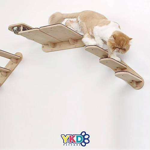 Cat Feeder Wall Mounted, Natural Bamboo Wood Suspension Cat Bowl, Cat Feeder Shelf With Two Bowls, Cat Climbing Shelves With Mat, Blocking Dog Stealing Cat Food, Cat Furniture For Indoor Cat 7 Cat Feeder Wall Mounted, Natural Bamboo Wood Suspension Cat Bowl, Cat Feeder Shelf With Two Bowls, Cat Climbing Shelves With Mat, Blocking Dog Stealing Cat Food, Cat Furniture For Indoor Cat - Image 5