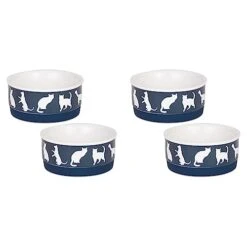 Bone Dry Ceramic Pet Silhouette Collection, Small Set, 4.25x2, Navy, Cat's Meow, 2 Piece (Pack Of 2)