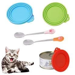 SENHAI 3 Pcs Silicone Pet Can Covers & 2 Pcs Pet Spoons, Canned Food Lid And Spoon For Dog And Cat, One Meet Three Sizes - Red Green, Light Blue 15 SENHAI 3 Pcs Silicone Pet Can Covers & 2 Pcs Pet Spoons, Canned Food Lid And Spoon For Dog And Cat, One Meet Three Sizes - Red Green, Light Blue -Pet Products Shop 412TKWN0dFL