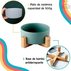 FOTABPYTI Ceramic Pet Bowl, Dog Cat Litter Box Stable Multifunctional Large Capacity Easy To Clean With Wooden Stand For Pet Cats For Home -Pet Products Shop 412jf0ZBEpL