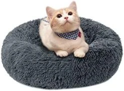 YangYan Soft Long Plush Cat Bed Round Plush Cat Bed House Round Pet Dog Bed For Small Dogs Cats Nest Winter Warm Sleeping Bed Puppy Mat (Color : A, Size : 40cm) -Pet Products Shop 413fYRfiD3L. AC
