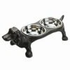 Sungmor Raised Bowls For Dogs - Heavy Duty Non Slip Cast Iron Stands & 2 Stainless Steel Food Dish & Water Bowls - Great Pet Dogs Feeder - Feeding & Watering Station Pet Supplies - 17.1x5.9x5.5 Inch