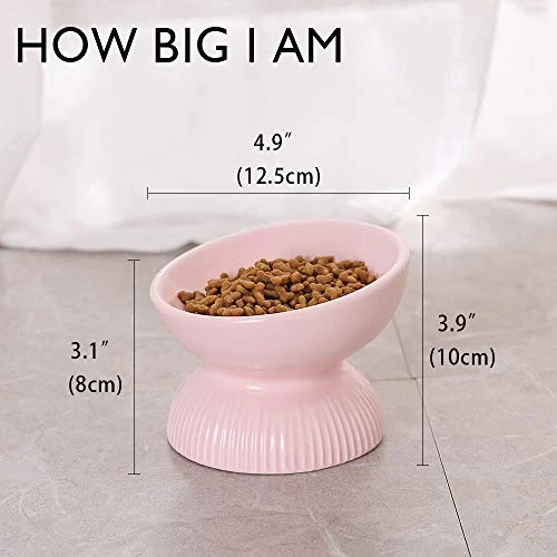 Raised Cat Food Bowls Ceramic - Tilted Elevated Cat Bowls Anti Vomiting - 4.9 In Small Cat Bowl For Dry Wet Food - Stress Free Shallow Cat Feeding Bowls For Whisker Fatigue - Dishwasher Safe - 4oz 4 Raised Cat Food Bowls Ceramic - Tilted Elevated Cat Bowls Anti Vomiting - 4.9 In Small Cat Bowl For Dry Wet Food - Stress Free Shallow Cat Feeding Bowls For Whisker Fatigue - Dishwasher Safe - 4oz - Image 2