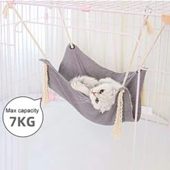 GENERIC Cat Hammocks Bed Pet Cage Hammocks Hanging Soft Pet Bed Pet Supplies For Dogs Bowls (Grey, One Size) -Pet Products Shop 414rAuyxl1L
