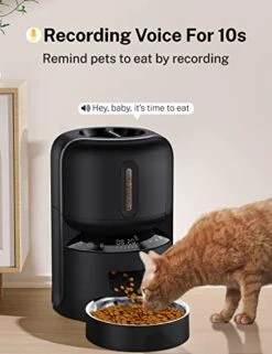 SHareconn Timed Automatic Cat Feeders - 4L Dry Food Dispenser For Cat & Dog, Up To 120 Portions 6 Meals Per Day Pet Feeder, With Desiccant Bag Feeding Bowl Dual Power & 10S Voice Recorder Dog Feeder -Pet Products Shop 415XtbQlATL