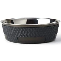 PetRageous 16020 Kona Stainless Steel Non-Slip Dishwasher Safe Dog Bowl 6.5-Cup 8.5-Inch Diameter 2.75-Inch Tall For Large And Extra Large Dogs And Cats, Charcoal Grey