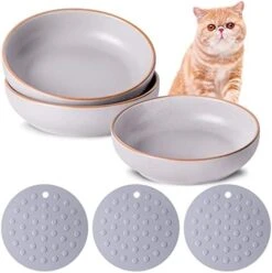 Howise 6inch Ceramic Cat Bowls With Non-Slip Mat | 3 Cat Dishes For Food And Water Set | Wide Shallow Cat Bowl Relief Whisker Fatigue | Cat Food Bowl Pet Kitten Bowl, White Cat Dish 16 Howise 6inch Ceramic Cat Bowls With Non-Slip Mat | 3 Cat Dishes For Food And Water Set | Wide Shallow Cat Bowl Relief Whisker Fatigue | Cat Food Bowl Pet Kitten Bowl, White Cat Dish -Pet Products Shop 415tvSFYY5L. AC