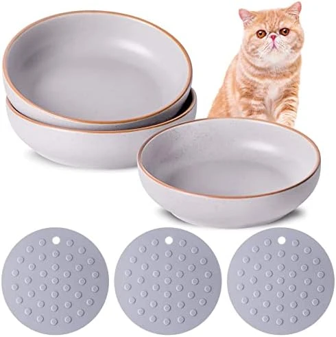 Howise 6inch Ceramic Cat Bowls With Non-Slip Mat | 3 Cat Dishes For Food And Water Set | Wide Shallow Cat Bowl Relief Whisker Fatigue | Cat Food Bowl Pet Kitten Bowl, White Cat Dish 9 Howise 6inch Ceramic Cat Bowls With Non-Slip Mat | 3 Cat Dishes For Food And Water Set | Wide Shallow Cat Bowl Relief Whisker Fatigue | Cat Food Bowl Pet Kitten Bowl, White Cat Dish - Image 7