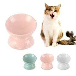 Raised Cat Food Bowls Ceramic - Tilted Elevated Cat Bowls Anti Vomiting - 4.9 In Small Cat Bowl For Dry Wet Food - Stress Free Shallow Cat Feeding Bowls For Whisker Fatigue - Dishwasher Safe - 4oz