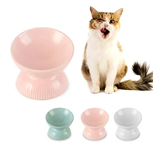 Raised Cat Food Bowls Ceramic - Tilted Elevated Cat Bowls Anti Vomiting - 4.9 In Small Cat Bowl For Dry Wet Food - Stress Free Shallow Cat Feeding Bowls For Whisker Fatigue - Dishwasher Safe - 4oz 3 Raised Cat Food Bowls Ceramic - Tilted Elevated Cat Bowls Anti Vomiting - 4.9 In Small Cat Bowl For Dry Wet Food - Stress Free Shallow Cat Feeding Bowls For Whisker Fatigue - Dishwasher Safe - 4oz
