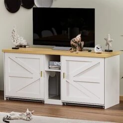 WJFORLION Cat Litter Box Enclosure, Cat Box Furniture Hidden - Hidden Cat Litter Box Furniture For 2 Cats, Large Wood Cat Litter Box Furniture For Living Room, White 12 WJFORLION Cat Litter Box Enclosure, Cat Box Furniture Hidden - Hidden Cat Litter Box Furniture For 2 Cats, Large Wood Cat Litter Box Furniture For Living Room, White -Pet Products Shop 4172kfQlocL