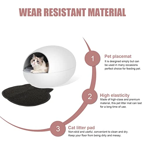 LUOZZY 2Pcs Cat Litter Mats PVC Kitten Litter Mats Pet Cat Litter Pads Pet Dish Place Mats (Black, Dark Gray) 4 LUOZZY 2Pcs Cat Litter Mats PVC Kitten Litter Mats Pet Cat Litter Pads Pet Dish Place Mats (Black, Dark Gray) - Image 2