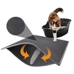 AYENCI Cat Litter Scooper, Pet Cat Litter Mat Waterproof EVA Double Layer Cat Litter Trapping Pet Litter Box Mat Clean Pad Products For Cats Accessories (Color : Gray, Size : 55x75 Cm Foldable) -Pet Products Shop 418uzbSC0fL