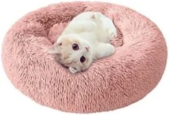 YangYan Soft Long Plush Cat Bed Round Plush Cat Bed House Round Pet Dog Bed For Small Dogs Cats Nest Winter Warm Sleeping Bed Puppy Mat (Color : A, Size : 40cm) -Pet Products Shop 4195gKCFbUL. AC