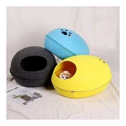 YangYan Pet Cat Bed Cave Sleeping House Nest Kennel Felt Cloth Zipper Pet Cat Basket Egg Shape Pet Bed Mat Cushion For Cats Small Dogs (Color : H, Size : 47x28x25cm) -Pet Products Shop 419QK3VXu4L