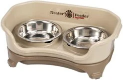 Neater Feeder Express For Cats - Mess Proof Pet Feeder With Stainless Steel Food & Water Bowls - Drip Proof, Non-Tip, And Non-Slip - Cappuccino -Pet Products Shop 41A3psBX1WL. AC