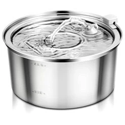 Petilog Automatic Stainless Steel Cat Water Fountain For Multi Pet Households, 3.2L/108oz , Large Capacity Dog Water Dispenser With Ultra Quiet Pump