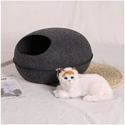 YangYan Pet Cat Bed Cave Sleeping House Nest Kennel Felt Cloth Zipper Pet Cat Basket Egg Shape Pet Bed Mat Cushion For Cats Small Dogs (Color : D, Size : 47x39x25cm) -Pet Products Shop 41AJm 9zRL. AC 2