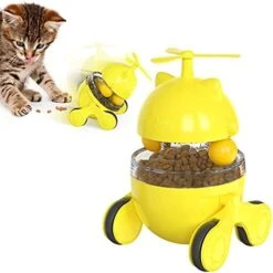 PUINGREN Cat Food Tumbler Toys Cat Food Dispenser Cat Treat Toys Cat Food Balance Ball,Cat Food Puzzle Feeder For Indoor Cats InteractiveToy Gift For Kitten/Dogs-USB Charging Cat Toys(Yellow) -Pet Products Shop 41AODWqpvAS. AC