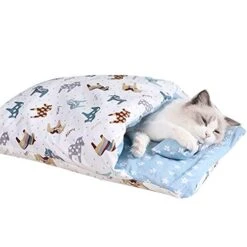 SONGBIRDTH Pet Bed,Cartoon Print Cat Sleeping Bag Removable Cattery Warm Kennel Nest Pet Supplies,Breathable Cotton Blend,Removable Easy To Clean