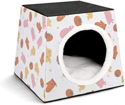 Indoor Cat House Cat Bed Cat Sofa Printed Cat Cube With Small Pillow For Kitty Small Dogs Food Chicken Glove -Pet Products Shop 41BEDNkJj0L. AC