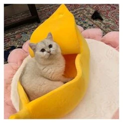 UNOVAP Pet Kennel Winter Warm Soft Banana Cat Bed House Comfortable Mat Portable Cat Litter Basket Supplies Bedding (Color : Yellow, Size : Medium) 19 UNOVAP Pet Kennel Winter Warm Soft Banana Cat Bed House Comfortable Mat Portable Cat Litter Basket Supplies Bedding (Color : Yellow, Size : Medium) -Pet Products Shop 41BkUhGTmGL