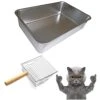 KUNWU Stainless Steel Food Grade 24" X 16" X 6" Extra Large Cat Litter Box With Golden Scoop Set -Pet Products Shop 41BpGrHCPBL