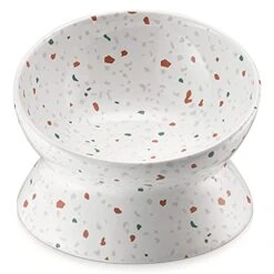 Y YHY Elevated Cat Bowls Anti-Vomiting, Tilted Raised Cat Bowl, Ceramic Cat Bowls For Flat Faced Cats, Small Dogs, Protect Pets Spine, Dishwasher And Microwave Safe