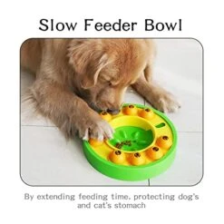 GENERIC Dog Cat Puzzle Toys, Cat Kitten Brain Toys Mentally Stimulation Toys Puzzle Feeder, Interactive Dog Cat Toys, Treat Dispenser Chew Toy Games, Dispensing Bowl Gifts For Puppy (Green And Yellow) -Pet Products Shop 41CxCGphk6L