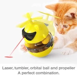 PUINGREN Cat Food Tumbler Toys Cat Food Dispenser Cat Treat Toys Cat Food Balance Ball,Cat Food Puzzle Feeder For Indoor Cats InteractiveToy Gift For Kitten/Dogs-USB Charging Cat Toys(Yellow) -Pet Products Shop 41D3ZwBd5SL