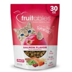Fruitables Cat Treats – Crunchy Treats For Cats – Healthy Low Calorie Treats Packed With Protein – Free Of Wheat, Corn And Soy – Made With Real Salmon With Cranberry – 30 Ounces